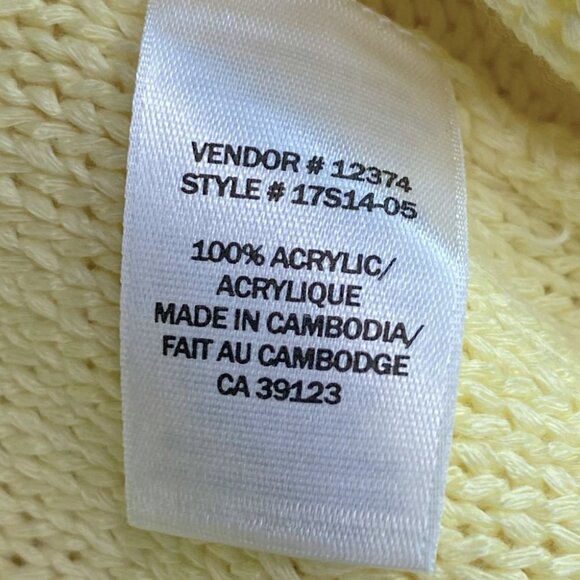 Women’s Butter Yellow Lightweight Acrylic Knit Short Sleeve V Neck Sweater M - Picture 3 of 12